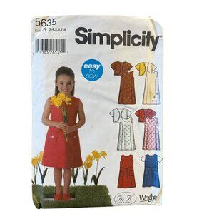 Simplicity‎ 5635 Childs Dress Or Jumper Sewing Pattern Sizes 3-8
